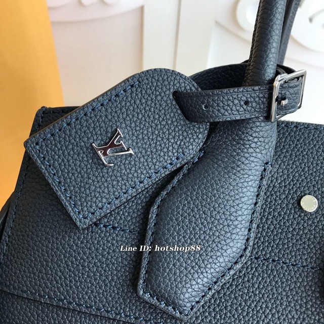 路易威登LV女包 M55062深藍 City Steamer中號手袋 LV拼色皮革手提肩背包 xxlv2070